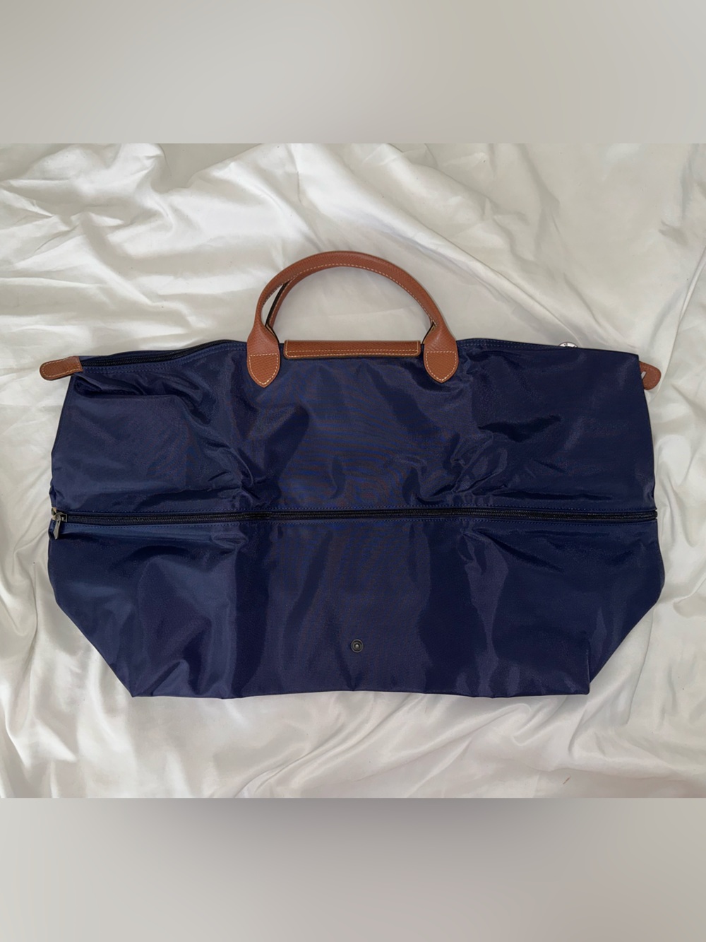 Longchamp Navy and Brown Expandable Le Pliage Tote - Picture 3 of 3